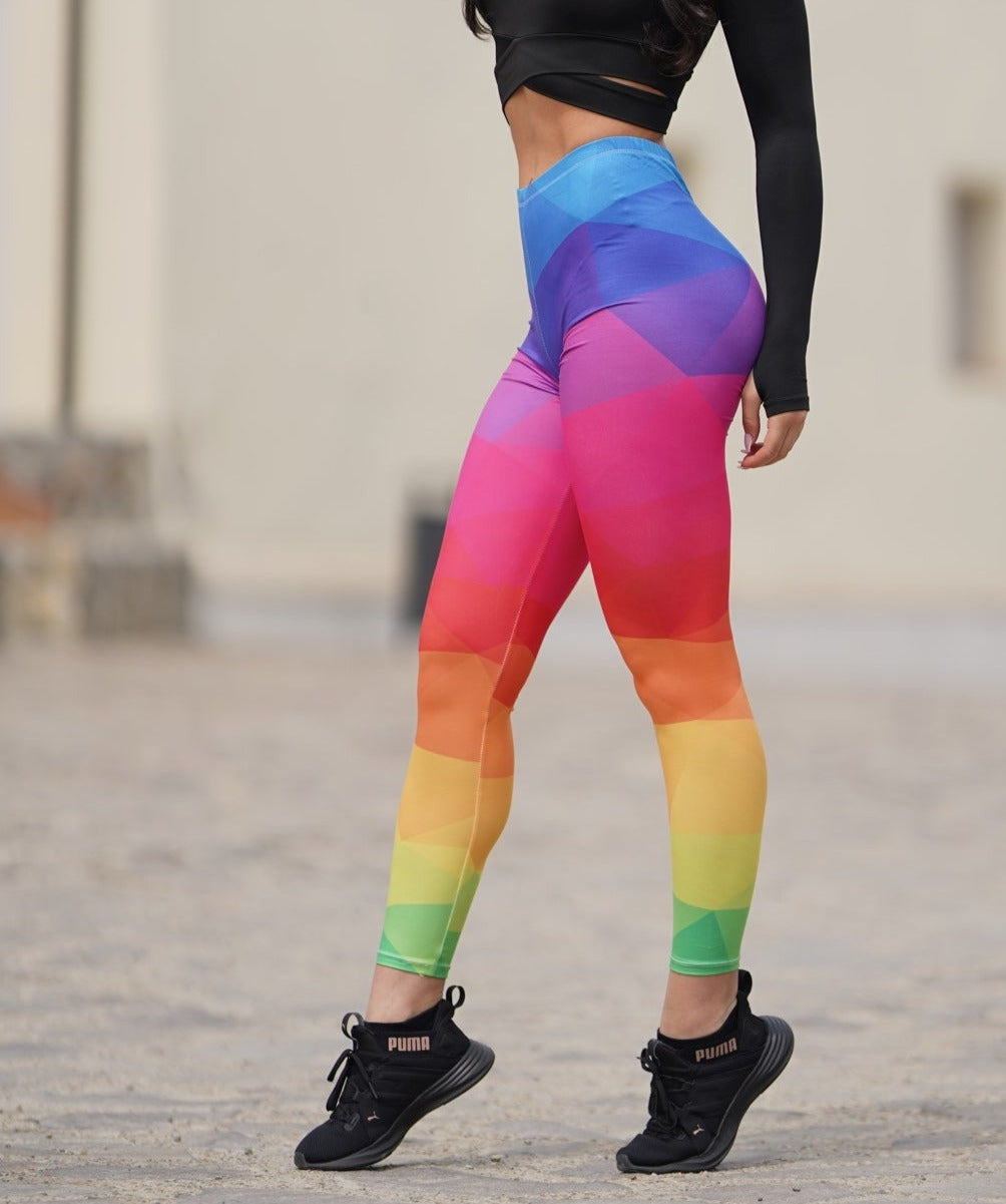 Pastel Leggings Lightweight with Multicolor Geometric Print –