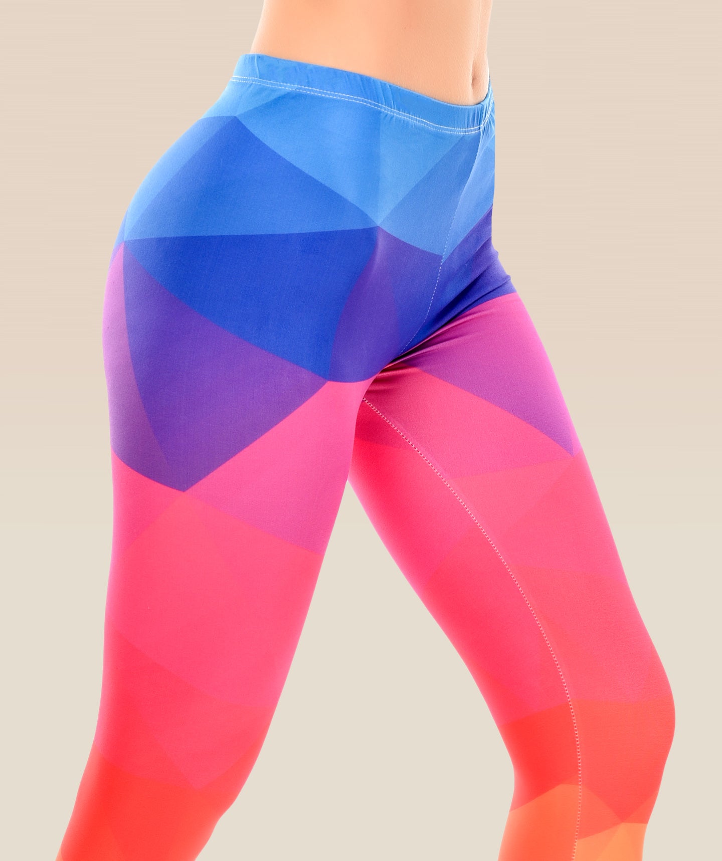 Pastel Leggings Lightweight with Multicolor Geometric Print –