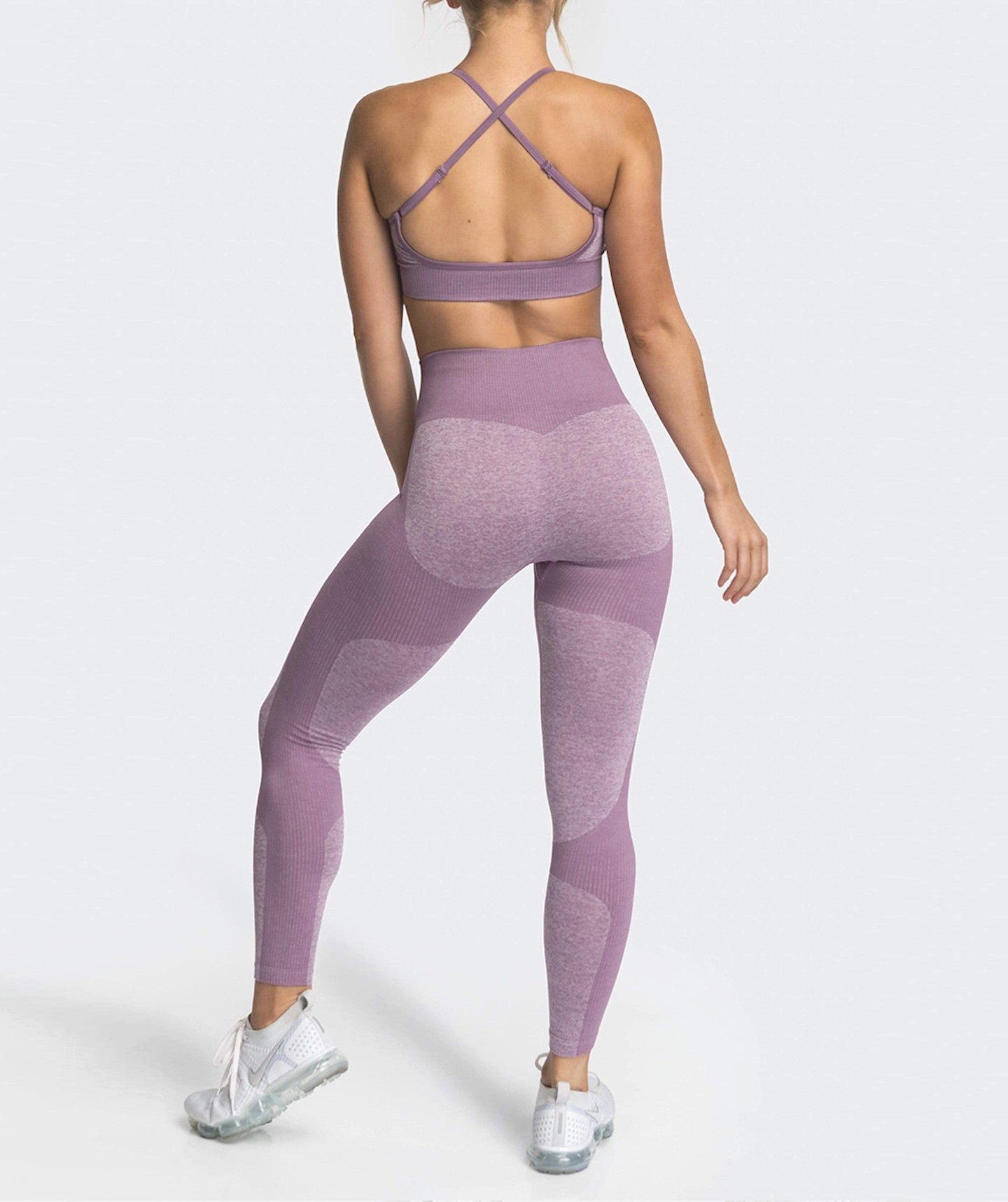 Flair Fitness Set Cross Back Sports Bra with Adjustable Straps in Mauve