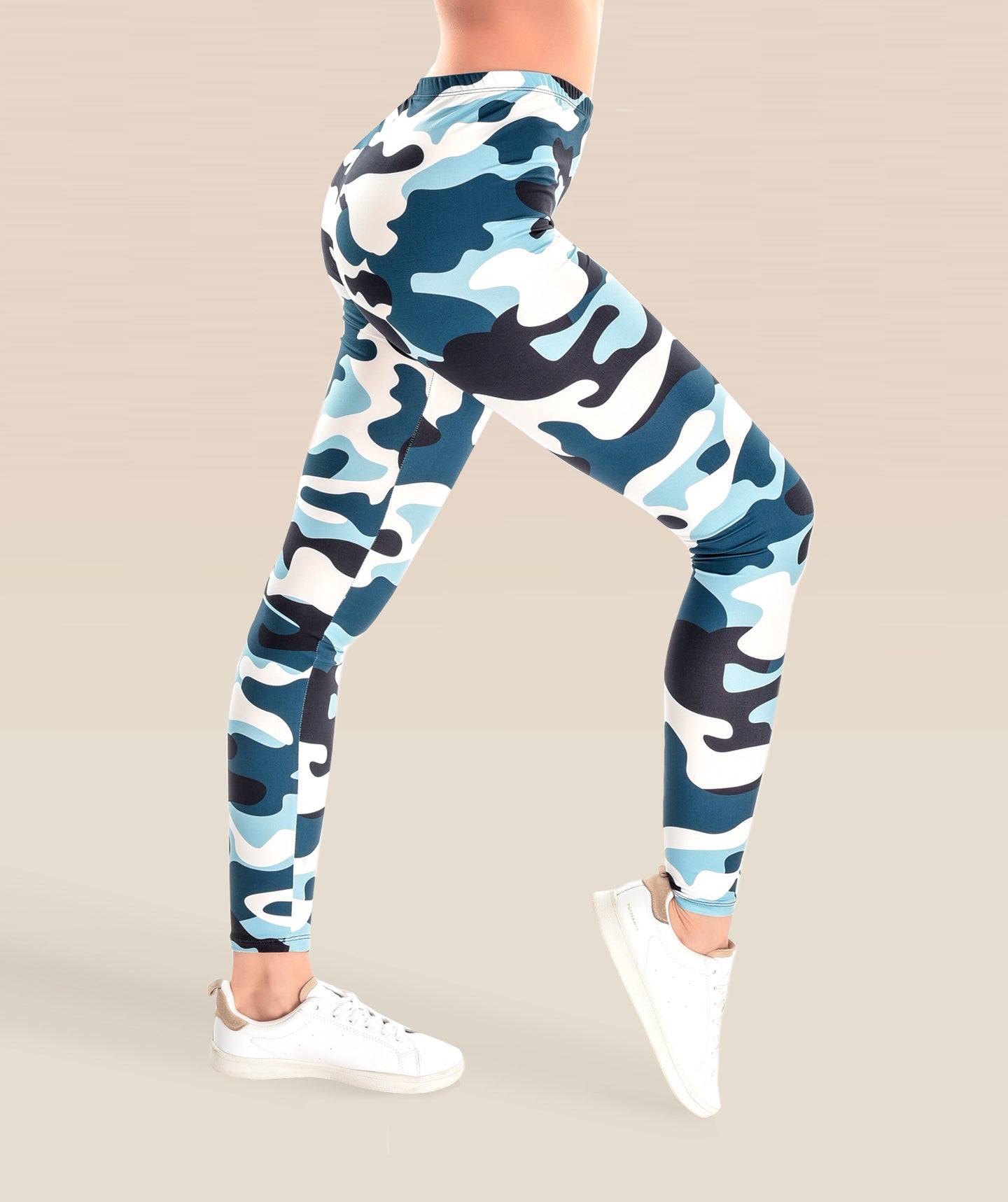 Camo Leggings in Navy Blue Camouflage Print –