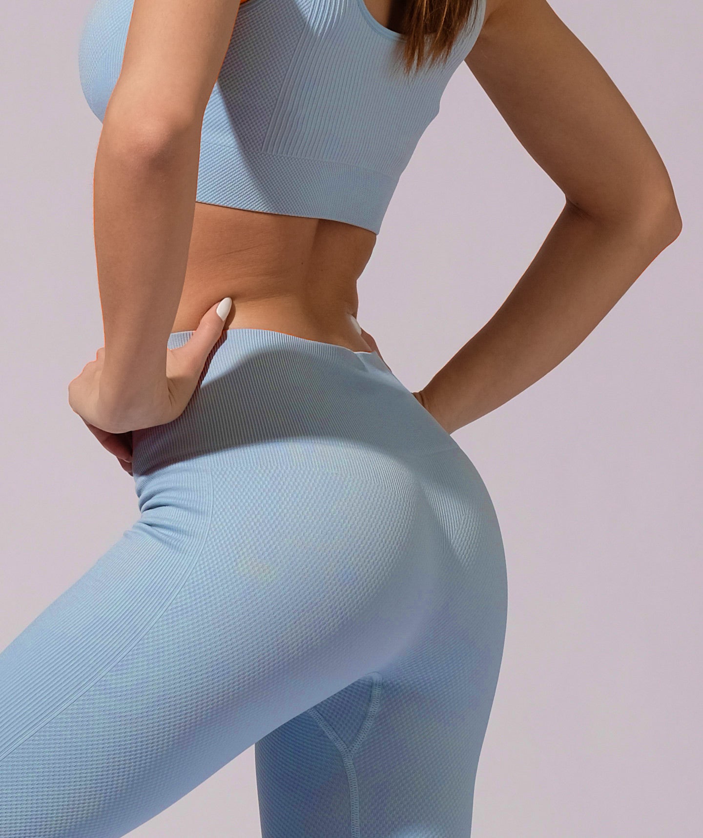 Luxe Fitness Set with Bralette and Mid Waist Leggings in Sky Blue
