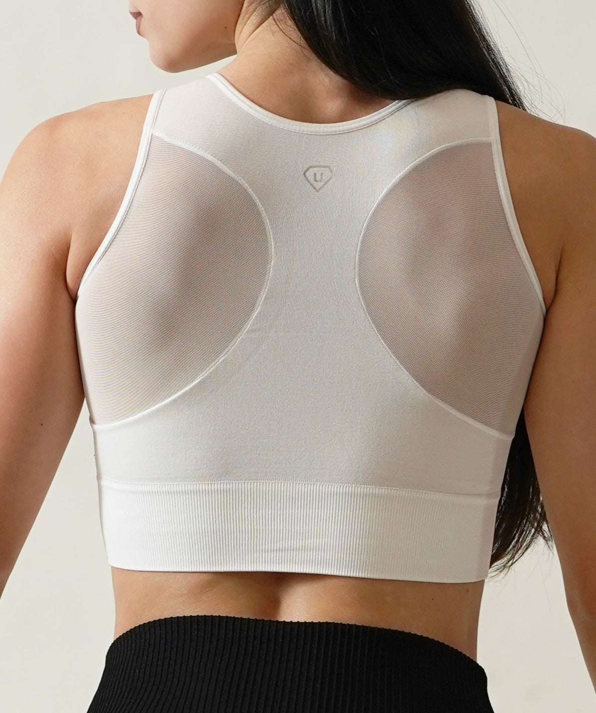 Equinox Crop Top with Transparent Mesh in White
